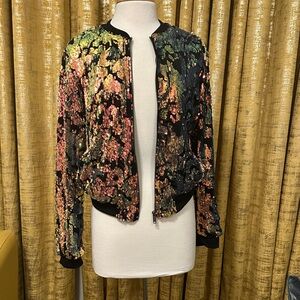 Vibrant Sequin Bomber Jacket